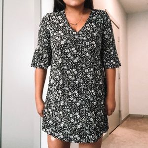 black & white floral print dress